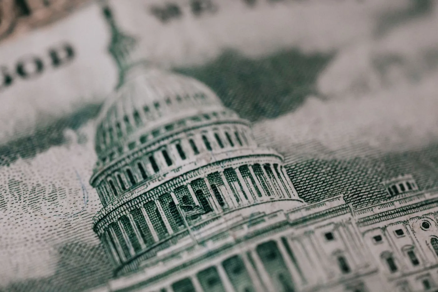 No copyright restriction A close view of the United States Capitol engraved on a fifty-dollar bill.