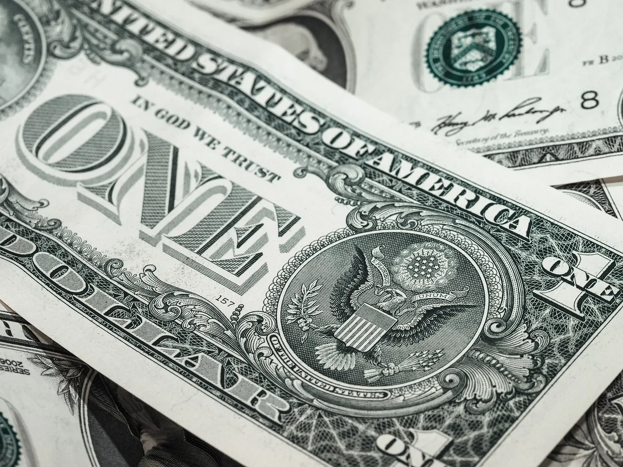 No copyright restriction The reverse of United States one-dollar bills, showing the eagle side of the Great Seal.