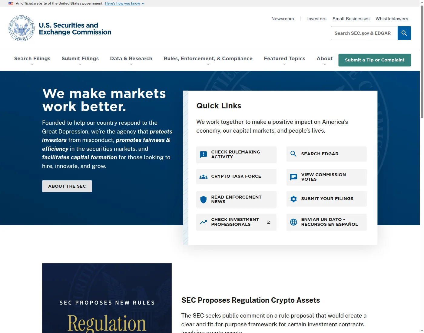 SEC SEC homepage.